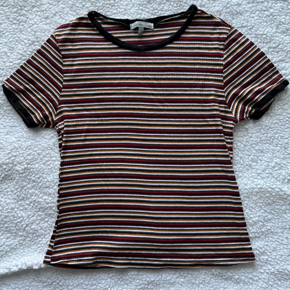 Charlotte Russe Striped Crop Top - Black, Red, White